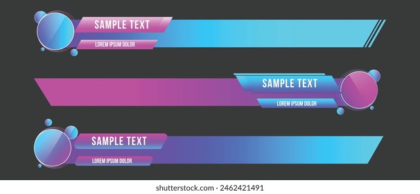 Creative banners design template. Set of TV banners and bars for news and different concepts, streaming and broadcasting. Collection of neon lower third for tv banners or news.