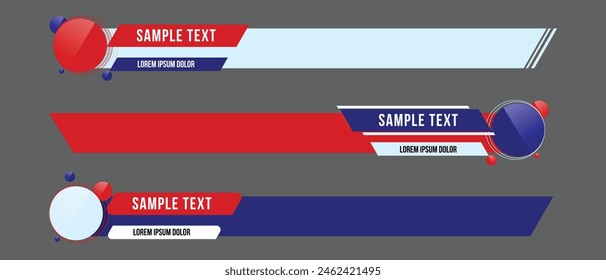 Creative banners design template. Set of TV banners and bars for news and different concepts, streaming and broadcasting. Collection of neon lower third for tv banners or news.
