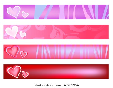 Creative banners with hearts, vector illustration