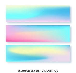 Kreative Banner oder horizontale Poster Sammlung. Flüssigkeitsgradientenhintergrund