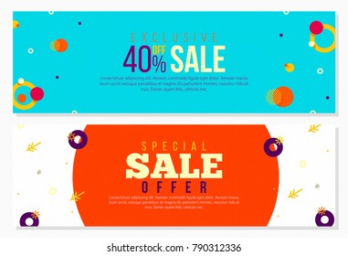 Creative Banners Set with Colorful Memphis Elements