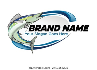 Creative Barracuda fish fishing illustration vector logo design