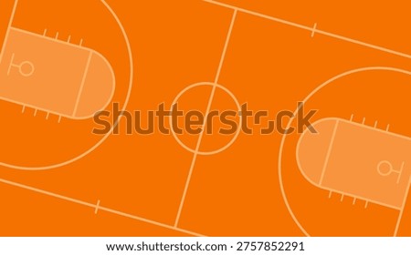 Creative basketball court background. Basketball court layout with official markings in top view on orange background. Basketball sports field template for tactics, strategy, and infographics. Vector
