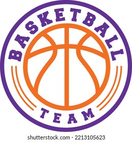 Creative basketball logo with circle, sports logo emblem.