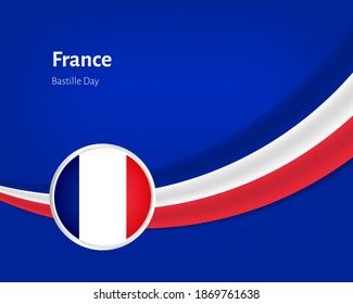 Creative bastille day of France greeting background with wavy flag illustration