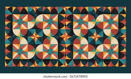 creative bauhaus design with heart shape and colorful