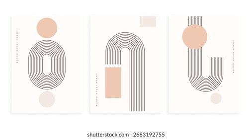 Plantilla de forma orgánica de líneas creativas Bauhaus en Vector de color Earth Tone