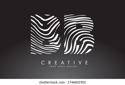 Creative BB B vector illustration with black and white lines. BB B Letters Logo Design with black and white wood or zebra texture on a Black Background. 