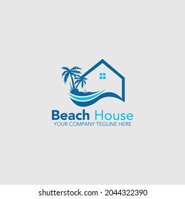 Creative Beach House Logo Design Stock Vector (Royalty Free) 2044322390 ...