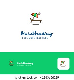 Creative Beach  Logo Design. Flat color Logo place for Tagline. Vector Illustration