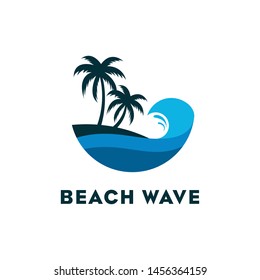 Creative beach wave logo. This logo icon incorporate with beach wave and tree in the creative way. It will be suitable for wave and sea side related service or company.