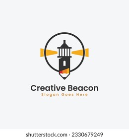 Beacon creativa, lápiz, logo de Lighthouse