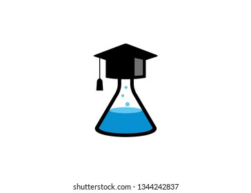 Creative Beaker Hat laboratory Logo Design Vector Symbol Illustration