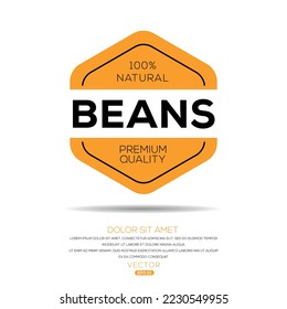 Creative (Beans), Beans label, vector illustration.