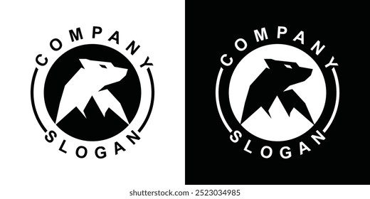 Creative bear and mountain logo with modern concept, vector