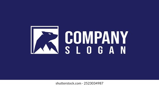 Creative bear and mountain logo with modern concept, vector