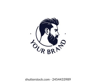 Creative Beard Mann Haarschnitt Logo Design Barbershop Logo Vektorgrafik. Man Salon Logo