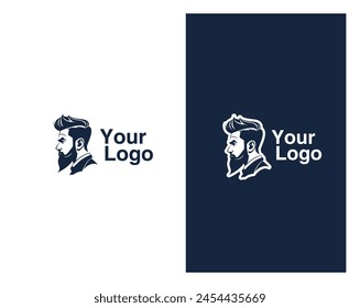 Creative Beard man logo design Barbershop haircut vector logo. Man Salon logo sign