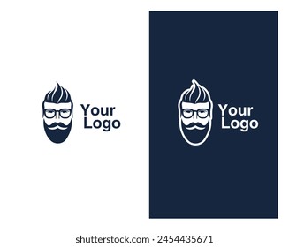 Creative Beard man logo design Barbershop haircut vector logo. Man Salon logo sign