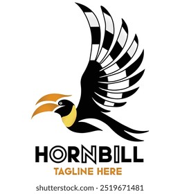 Design criativo e bonito do vetor do logotipo do hornbill.Logo da empresa Hornbill Design.