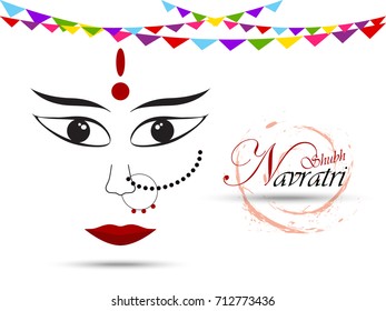 Creative and beautiful abstract design of Shubh Navratri or Durga Puja and Dussehra for Indian festival with illustration background…