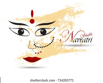 Creative and beautiful abstract design of Shubh Navratri or Durga Puja and Dussehra for Indian festival with illustration background…