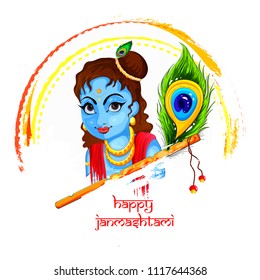 Creative and beautiful abstract or poster for Happy Janmashtami
 design illustration of Lord Krishna.
