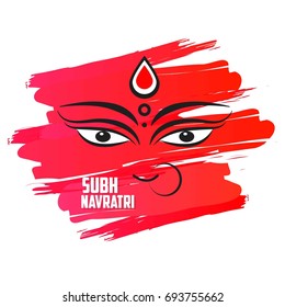 Creative and beautiful abstract or poster for Shubh Navaratri with nice and creative design illustration of Maa Durga in a background