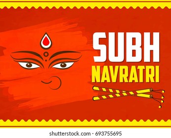 Creative and beautiful abstract or poster for Shubh Navaratri with nice and creative design illustration of Maa Durga in a background