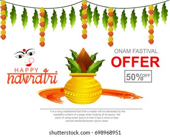 Creative and beautiful abstract or poster for Shubh Navaratri with nice and creative design illustration of Maa Durga in a background