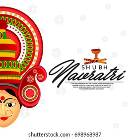 Creative and beautiful abstract or poster for Shubh Navaratri with nice and creative design illustration of Maa Durga in a background