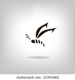 Creative beautiful butterfly or bee icon on light background