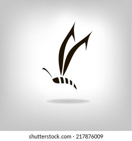 Creative beautiful butterfly or bee icon on light background