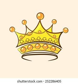Creative beautiful crown design isolated on beige background.