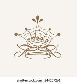 Creative beautiful crown design on beige background.