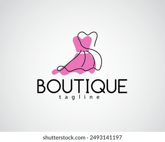 creative beautiful dress with line logo design concept