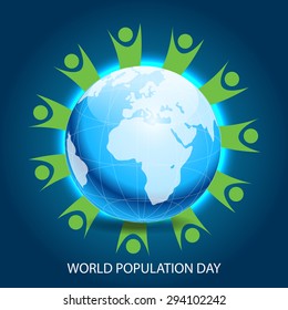 Creative a beautiful greeting with globe for World Population Day.