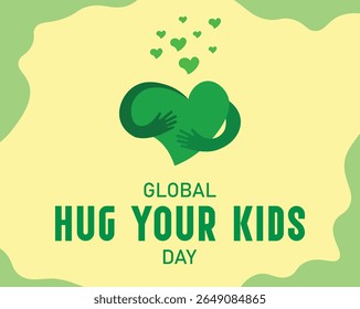 CREATIVE AND BEAUTIFUL MULTICOLOR GLOBAL HUG YOUR KID'S DAY VECTOR ART ABSTRACT COVER, BANNER, FLYER, TEMPLATE, LEAFLET, POSTER, SOCIA MEDIA POST, BACKGROUND NEW DESIGN WITH LOVE SHAPE