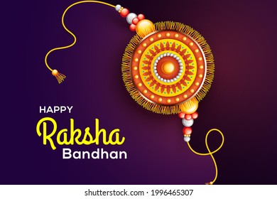 Creativo Rakhi hermoso en el fondo morado gradiente para la ilustración del vector Raksha Bandhan