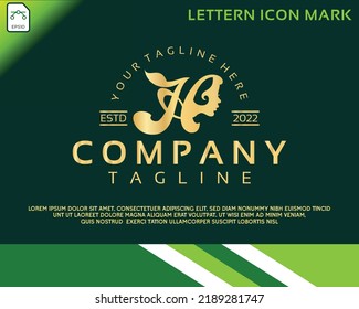 Creative beautiful woman's face with letter H luxury beauty face logo