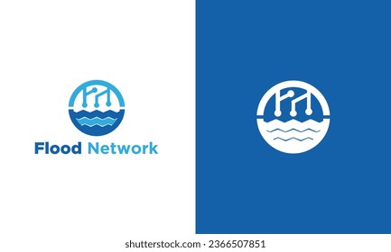 Creative beautiful world flood network logo design