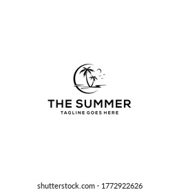 Creative beauty beach modern minimalist logo design vector