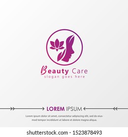 Creative Beauty Logo templates. Modern logo design with lotus and woman face. Can be used for health care, florist, photography, wedding, flower shop, cosmetics, spa and wellness, beauty