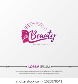 Creative Beauty Logo templates. Modern logo design with woman face and flower. Can be used for health care, florist, photography, wedding, flower shop, cosmetics, spa and wellness, beauty
