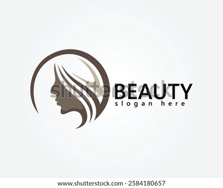 creative beauty logo, woman's face with curled hair, logo design template