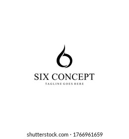 Creative beauty modern minimalist number six sign logo design vector