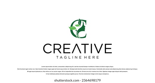 Creative beauty nature logo design with letter concept| premium vector