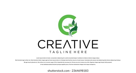 Creative beauty nature logo design with letter concept| premium vector