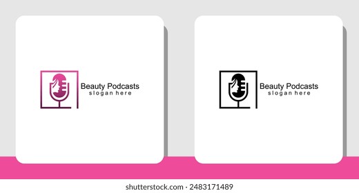 Kreative Beauty-Podcasts Logo-Design mit einzigartigem Konzept, Premium-Vektorgrafik