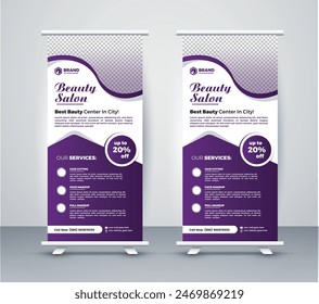 Creative Beauty Salon Roll Up Banner Design.